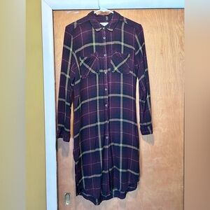 Maurices Purple Plaid Long Sleeve Dress